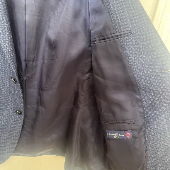 NWOT E ZEGNA TRAVELLER Blazer Sport Coat Wool Silk 46R Blue Check Lined 2 buttn - Picture 7 of 14